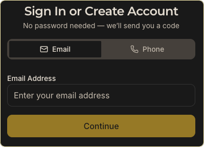 Sign-up screen
